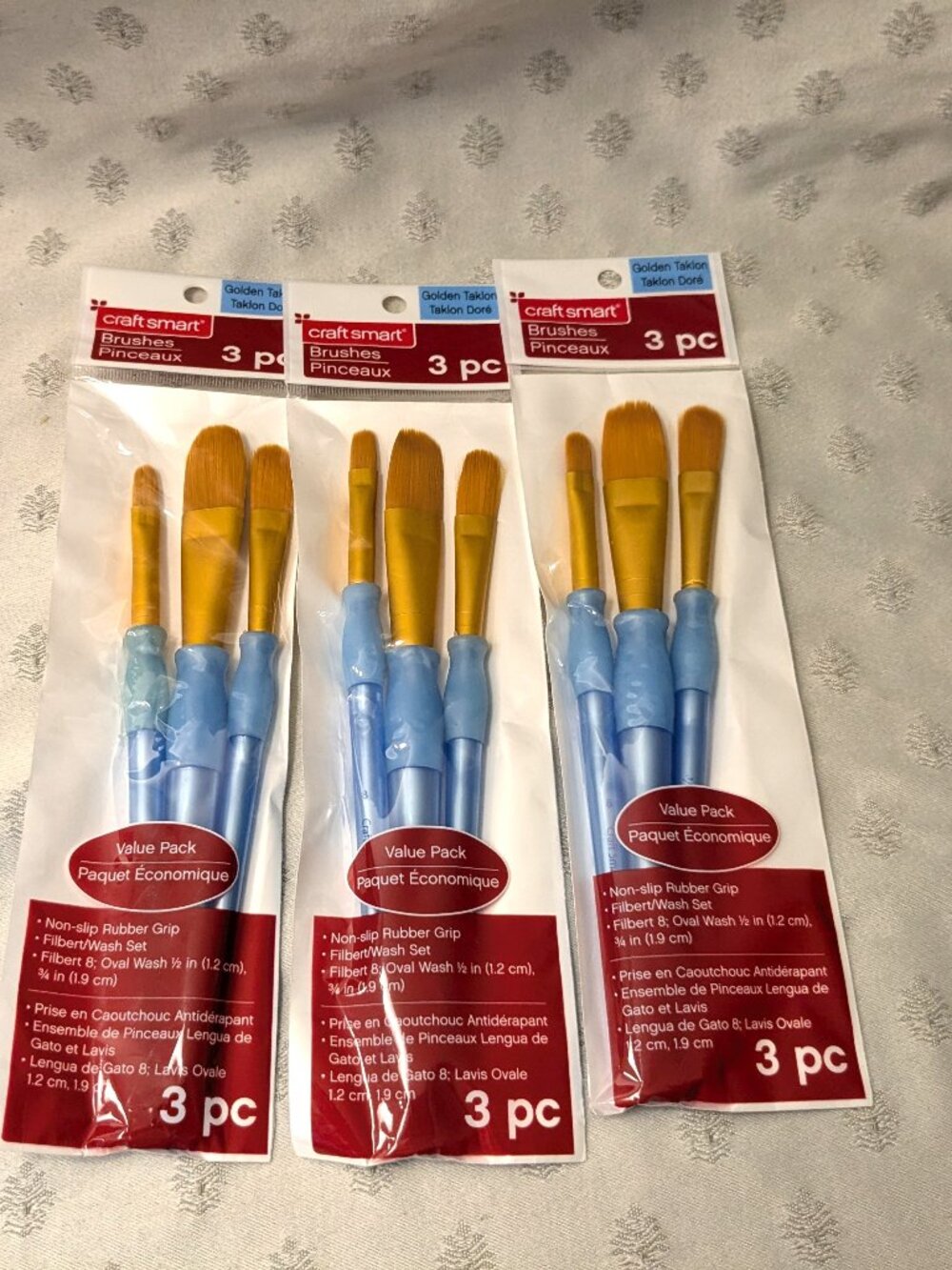 New!  3 Sets of 3 Craftmark 3 Piece Paint Brush Sets Total of 9 brushes